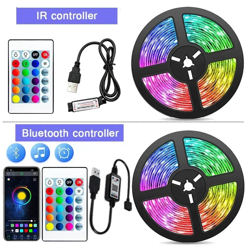 RGB LED Strip Lights APP Music Sync USB 5V Led Light Luces Led Diode Flexible Ribbon Tape For TV Backlight Room Party Decoration