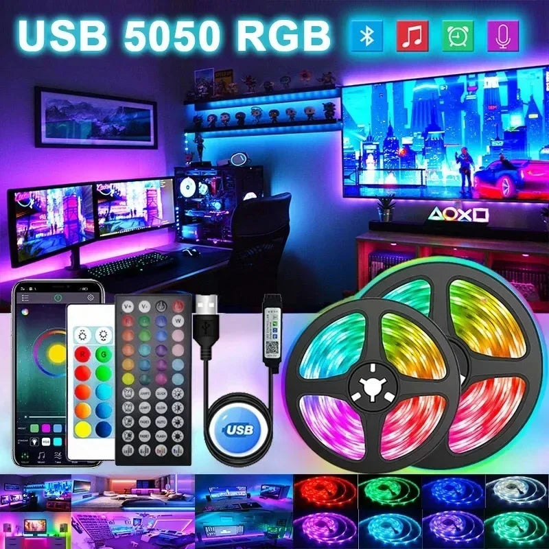 RGB LED Strip Lights APP Music Sync USB 5V Led Light Luces Led Diode Flexible Ribbon Tape For TV Backlight Room Party Decoration